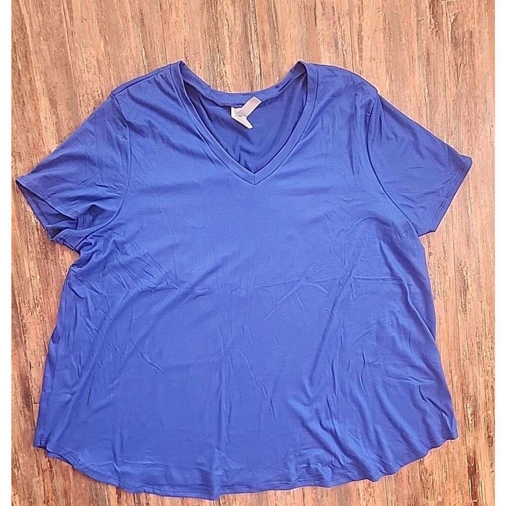 Honey Me Curvy Short Sleeve Basic Tshirt Vivid BlueWomens Size XXXL
